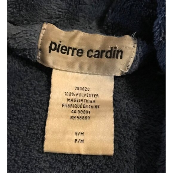 Pierre Cardin Bathrobe Plush Blue Size Small 48" Long - Picture 2 of 6